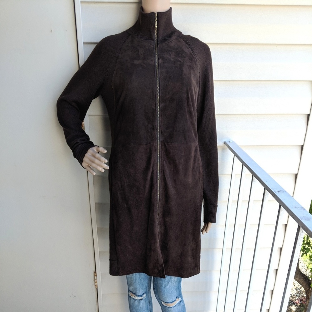 Etcetera M sweater cardigan 100% merino wool suede